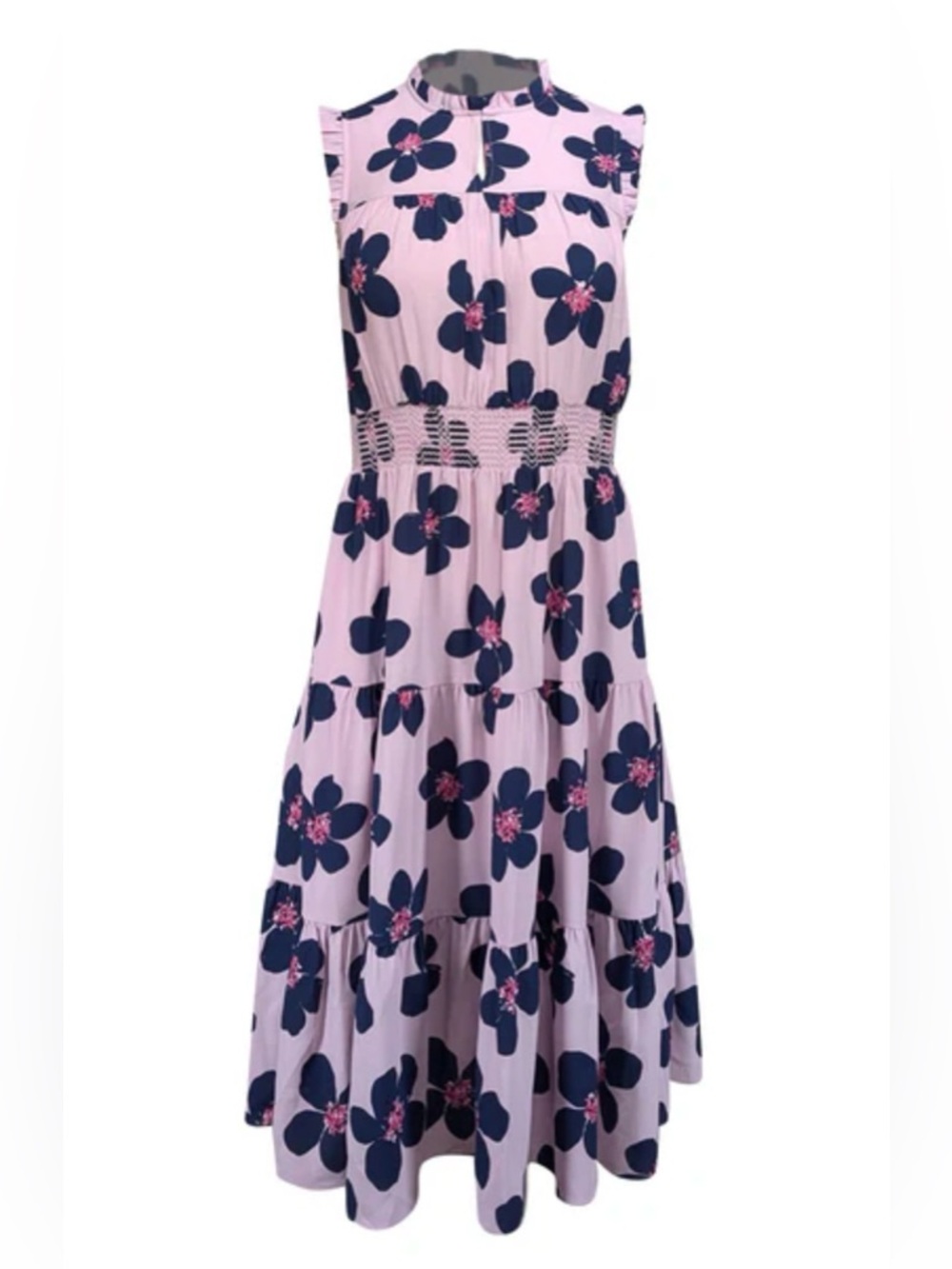 KATE SPADE - Lavender & Navy Floral Sleeveless Dress Size: Medium